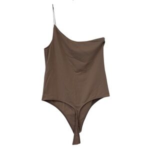 Babaton One-Shoulder Bodysuit in Deep Taupe